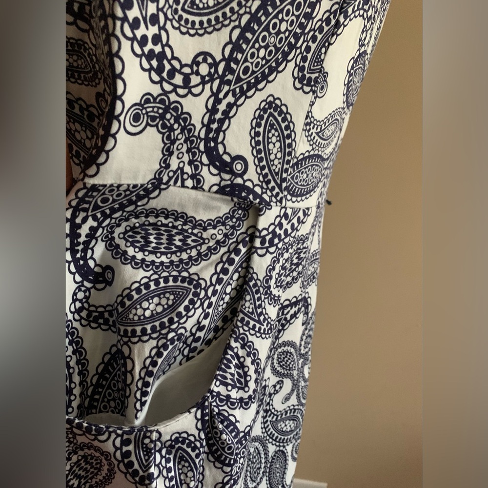 Nine West White Dress with Blue Paisley Design - Picture 4 of 14
